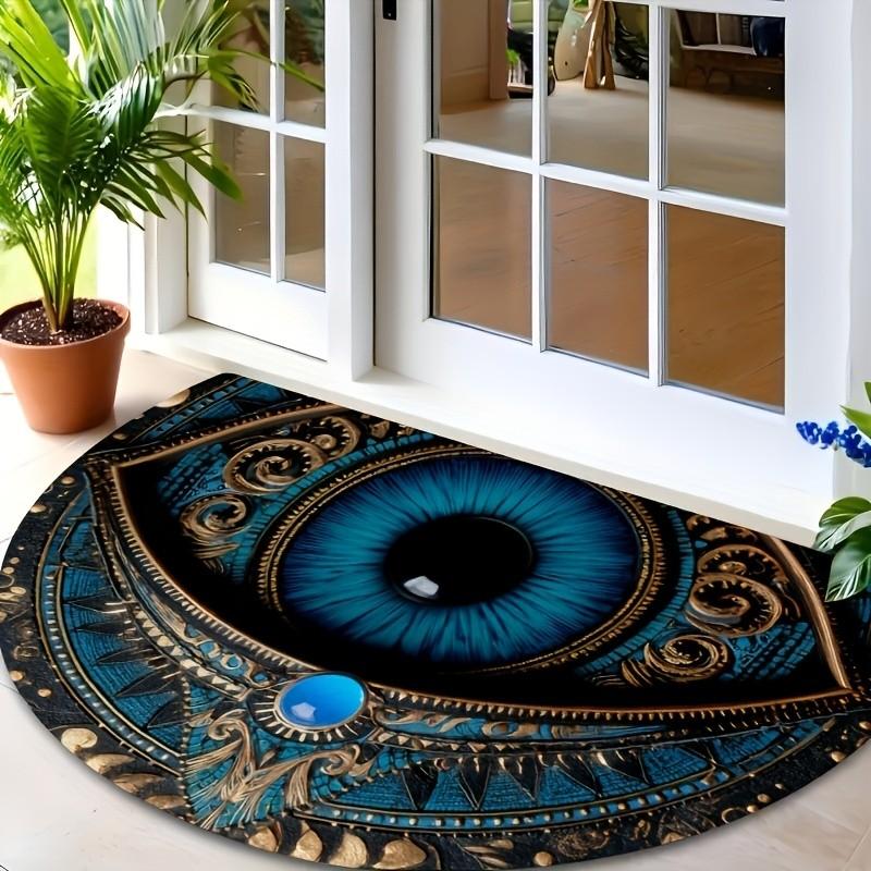 Welcome Door Mat Half Round Christmas Red Felt NonSlip Rug for Front Entrance Merry Christmas Lettering Tree Holiday Decor