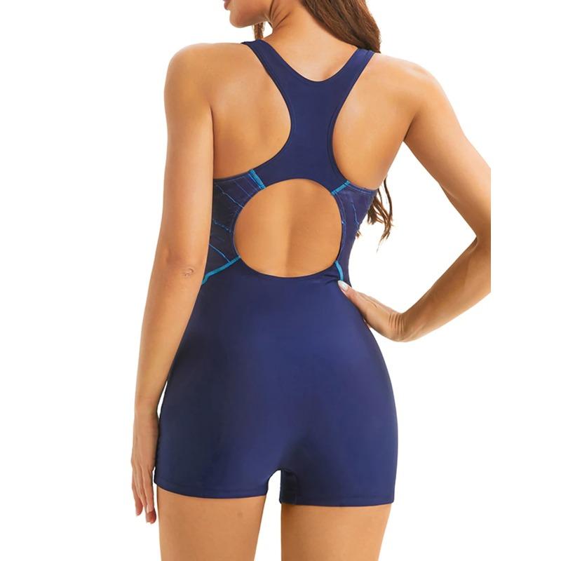 2026 Blue Vintage Racing One Piece Swimuit Women Slim Sporty Swimwear Female Bathers Bathing Swimming Swim Suit Beachwear XXL