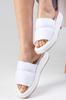 Dámské ploché pantofle Marina White Color s tupou špičkou se stahovací šňůrkou