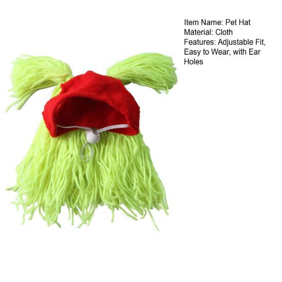 Fun Rock Pet Hat Adjustable Cat Hat with Ear Holes Cute Pet Hat with Yarn Hairs for Small Dogs Cats Party Costume Photo Prop