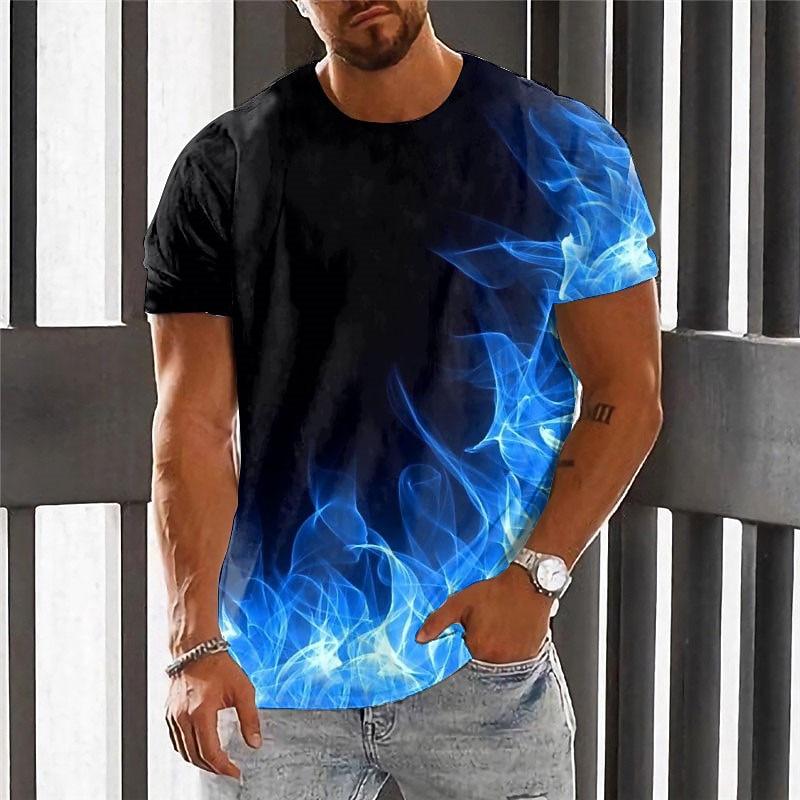 Men s Graphic Hellfire Flames Flame T Shirt Flame Shirt Short Sleeve T shirt 3D Print Crew Neck Shirt Vintage Fashion Designer XL