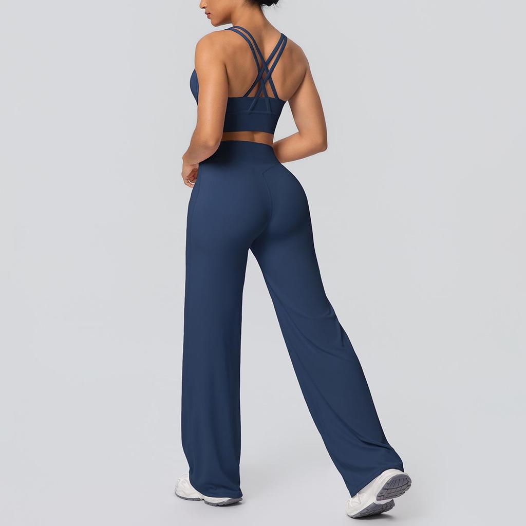 Sexy Sport-BH mit Kreuzrücken & High-Waist Yoga-Hosen Set - Schnelltrocknende Fitnessbekleidung
