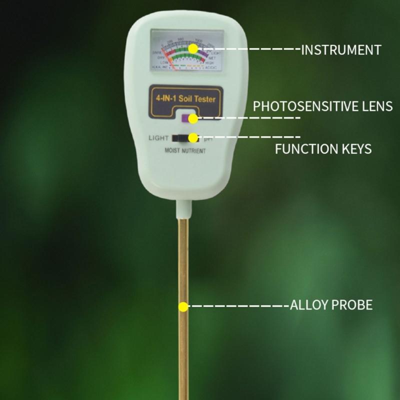 Soil MoistureMeter, 4 In 1 Soil Tester, SoilMoisture/Light/Nutrients/Acidity Meter for Gardenings, Lawn, FarmingS