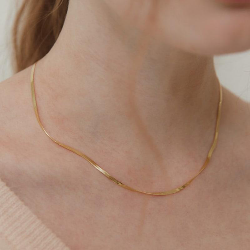 TATIANA (925 Silver) Modern Flat Snake Chain Necklace NZ2158