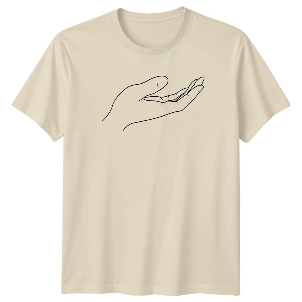 Hand Palm Up Minimalist Line Art TShirt Symbolic Design Spirituality