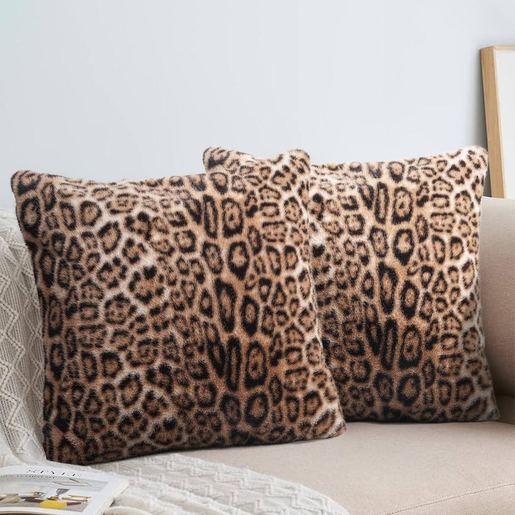 1 pièce Taie d'oreiller en peluche, Taie d'oreiller rayée imprimé léopard rétro, Coussin et dossier de canapé de salon, Housse de coussin de lit