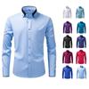 Men's Long Sleeve Rhinestone Button Shirt - Elastic, Skin-Friendly, Non-Iron, Easy Care, Solid Color for Business and Commute.