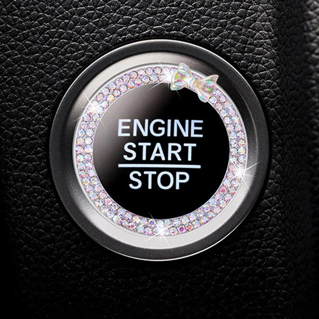 Yianyal Rhinestone Car Engine Start Stop Decoration Ring - Push Start Button Ignition Ring