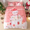 3pcs/set Christmas Reindeer Snowman Bedding Set Includes 1 Duvet Cover And 2 Pillowcases Soft And Skin-Friendly