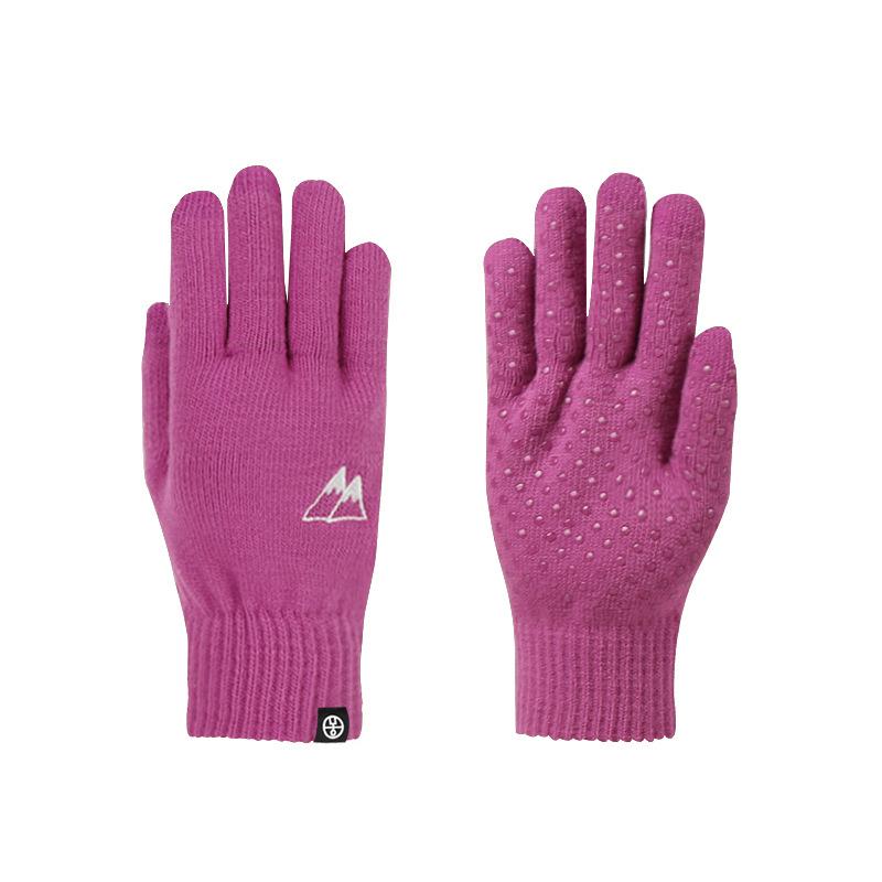 

Outdoor winter dispensing non-slip embroidery knitted gloves thermal gloves adult velvet cycling gloves фіолетовий