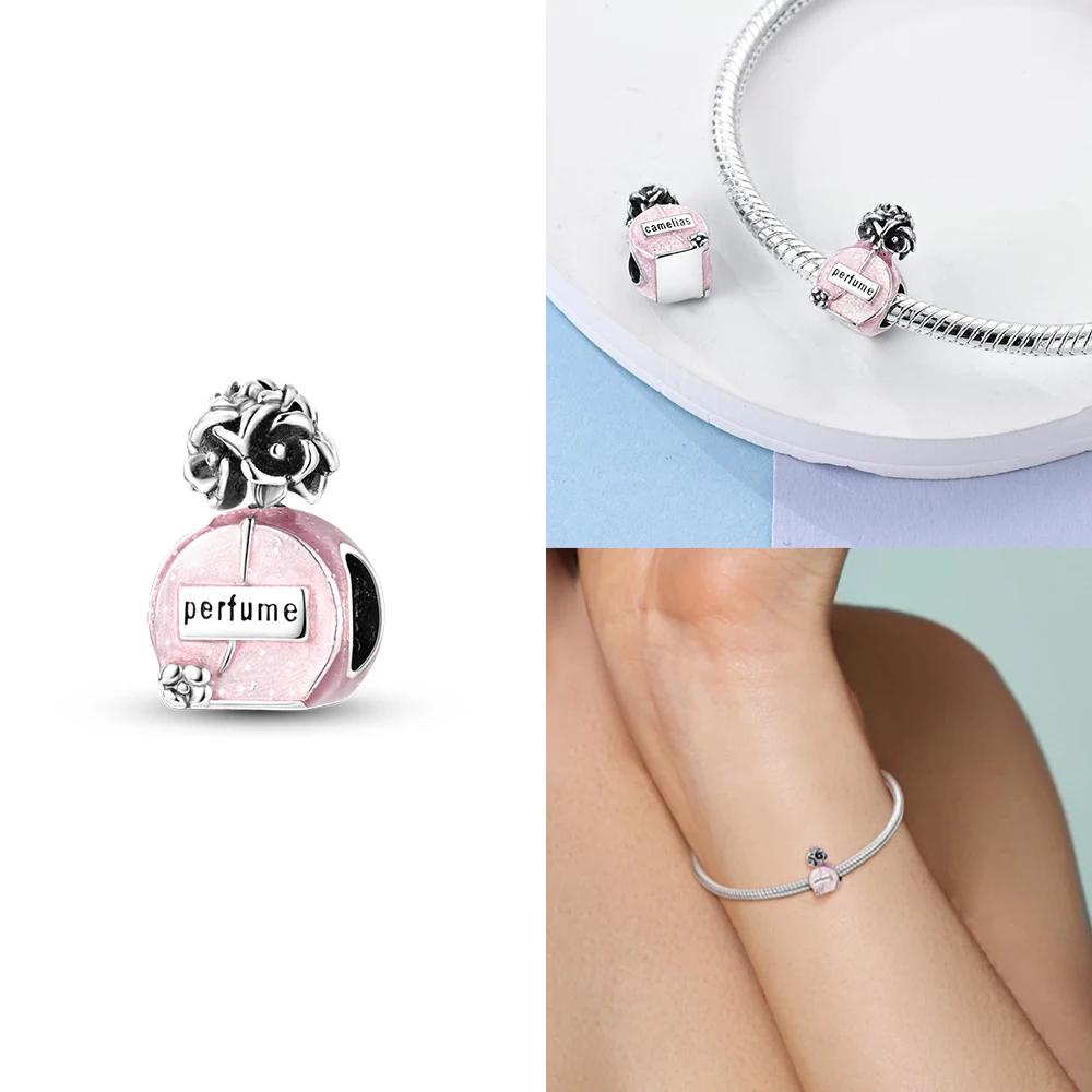 Copper Pendant Pink Ballet Girl Bow Charms Beads Fit Original Bracelet Necklace Jewelry Making For Women Diy