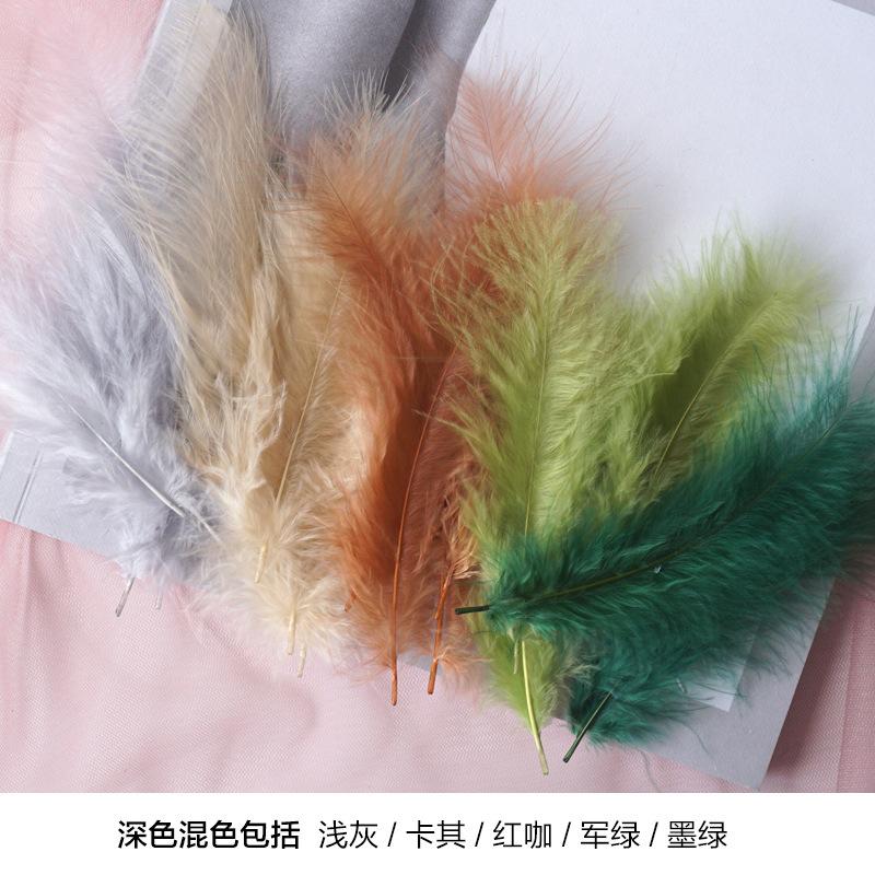 50Pcs Factory Custom Macaron Feathers Colored Pointed Tail Fleece Turkey Feather Dream Catcher Decorative Material Bobo Ball Gift Box Filling