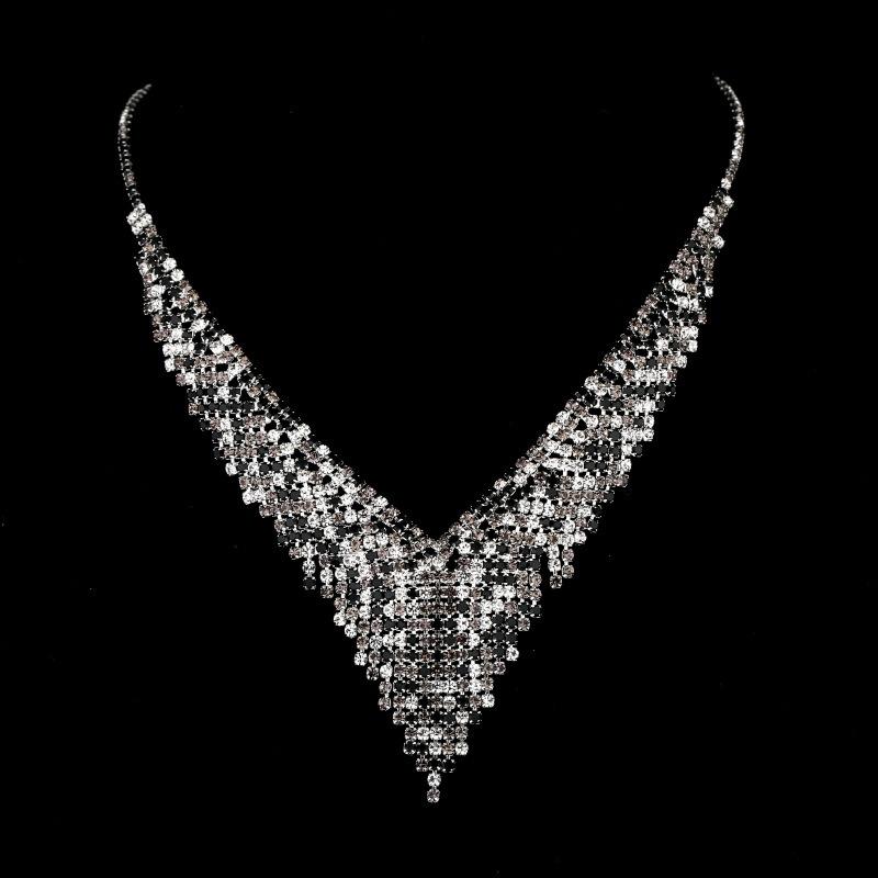 BLINGBAY Damen-Schmuckset, süßes Hochzeits-Braut-Accessoires, Kupfer-Strasssteine, wunderschönes elegantes Halsketten-Ohrring-Set, modernes Damen-Schmuckgeschenk