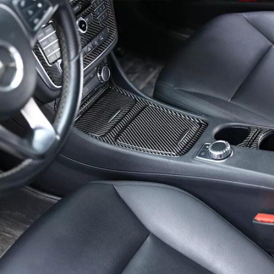 Carbon Fiber Middle Console Cover Trim Fit for Mercedes Benz A GLA CLA 2013-18