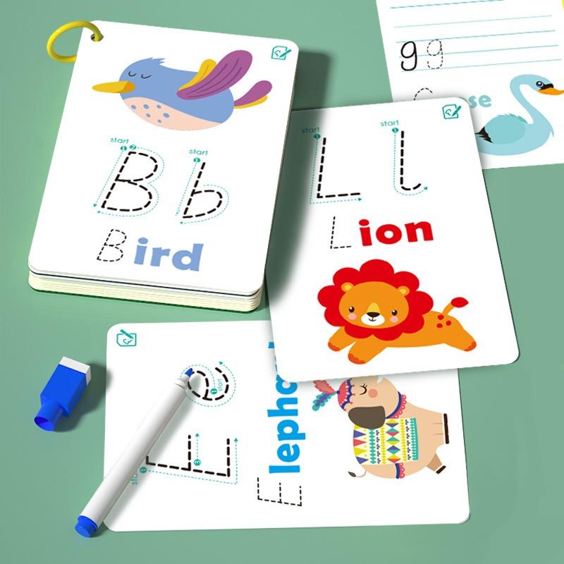 Flashcards de Alfabeto, Números e Palavras para Aprendizagem Cognitiva e Educação Infantil - Apagáveis
