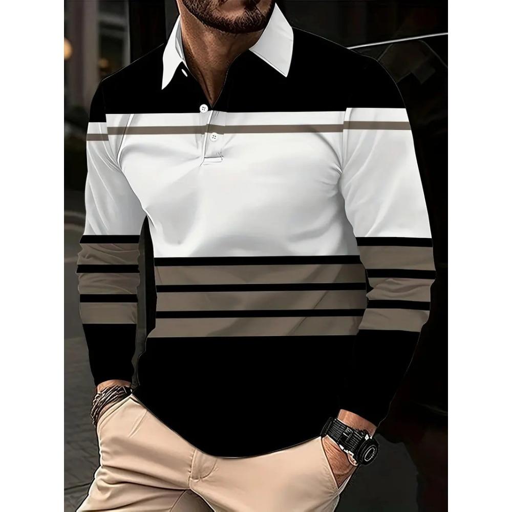 Harajuku Hip-hop Street Style Men's Long-sleeved Lapel Polo Shirt Plus Size Loose Comfortable Long-sleeved Sweatshirt