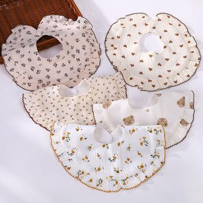 Ins Style Einfache Baumwoll-Baby-Lätzchen Neugeborenen-Druck Weiches Spucktuch Säugling Junge Mädchen Füttern Spucktuch Baby-Zubehör