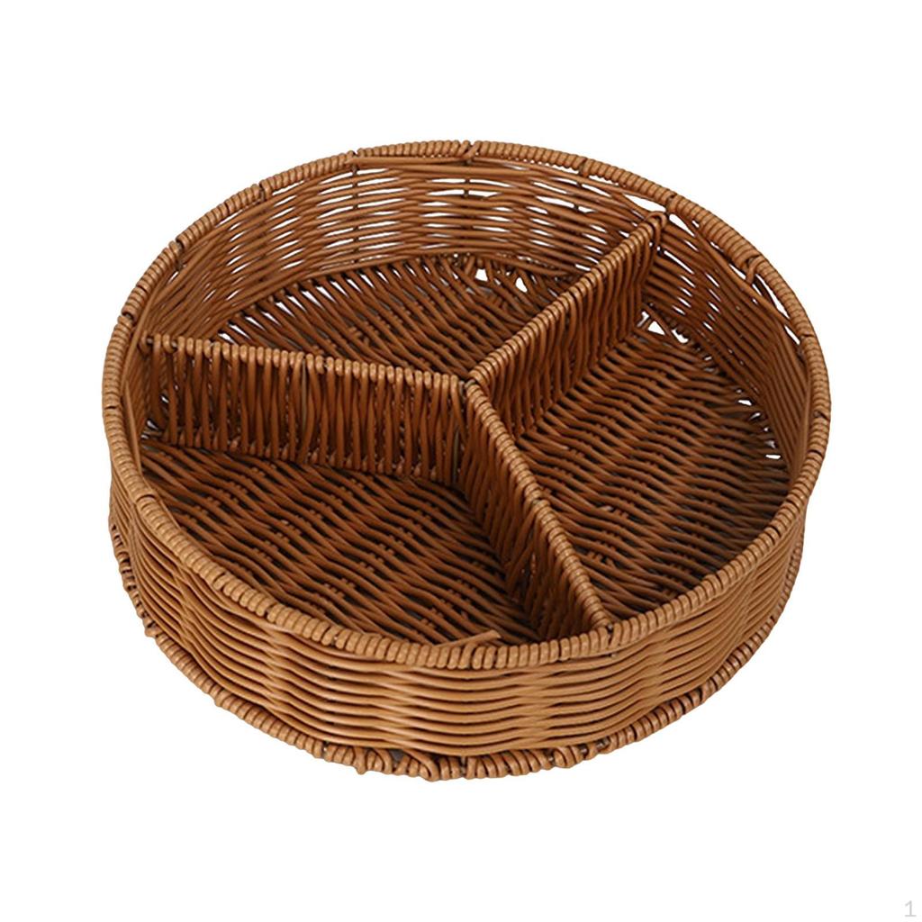 Panier de service tissé à la main, plateau en rotin imitation, plateaux d'assiettes de fruits, osier fait à la main