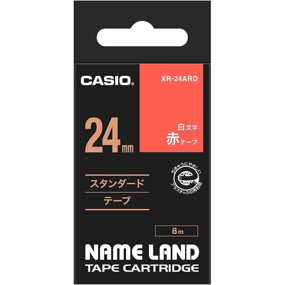 Casio Label Writer Nameland Tape 24mm XR-24ARD Red and White Letters