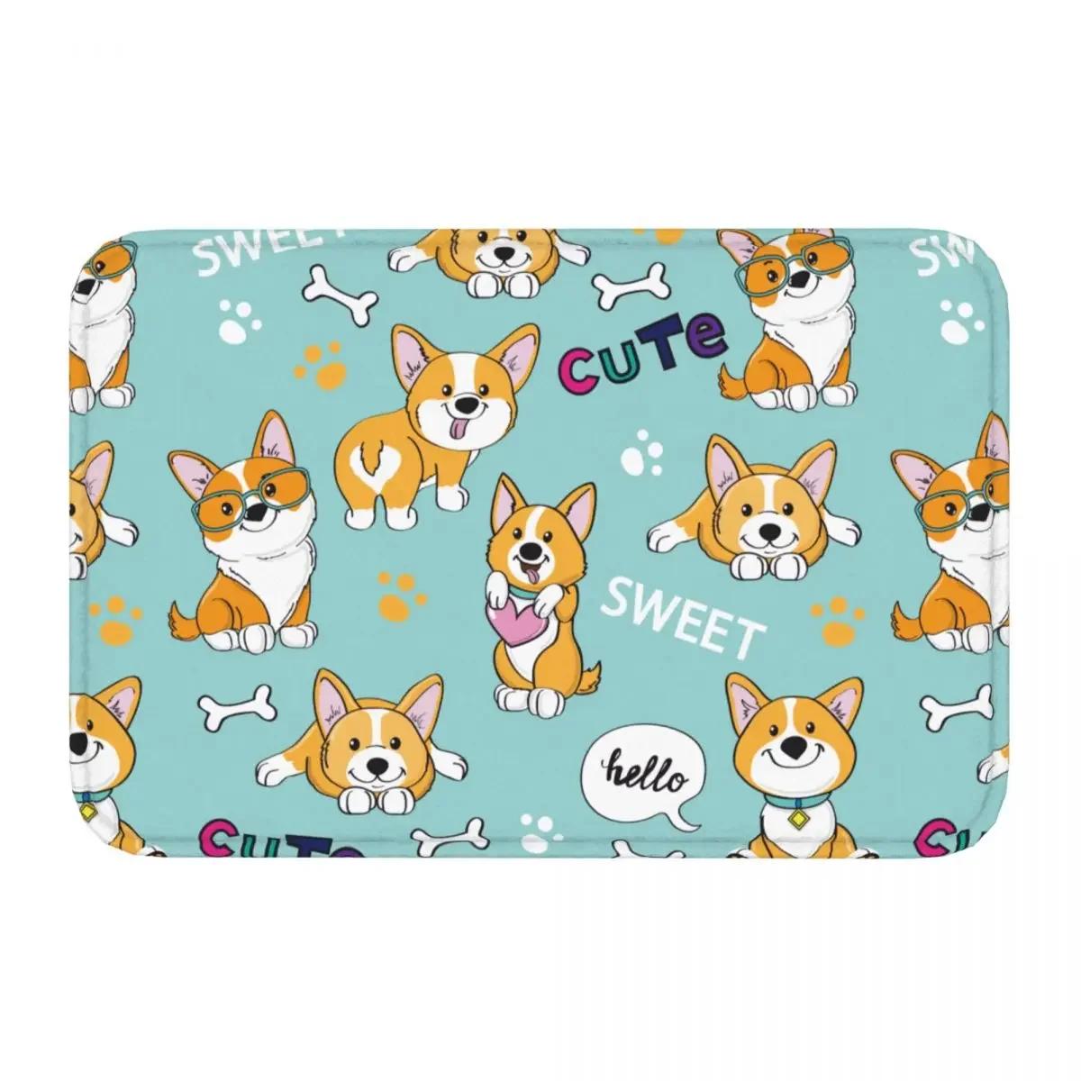 

Non-Slip Carpet Sweet Corgi Doormat Living Room Kitchen Mat Welcome Floor Rug 40cmx60cm