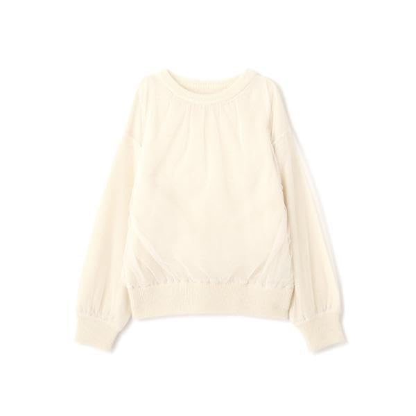 N Natural Beauty Tulle Layered Knit Sweater in Heather Gray Basic Women's