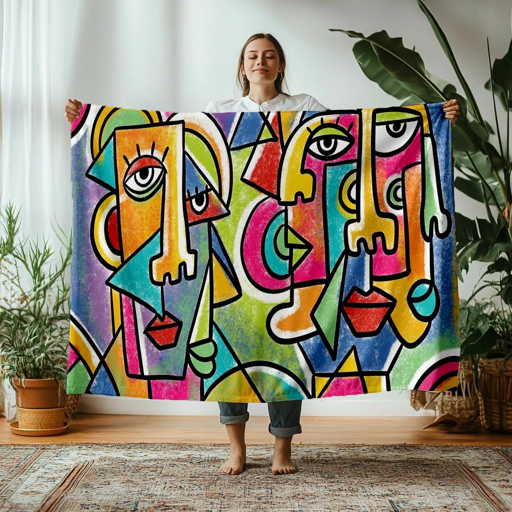 Picasso Abstract Style Painting Thin Printed Blanket Camping Throw Bed Sofa Office Air Conditioning Soft Leisure Blankets