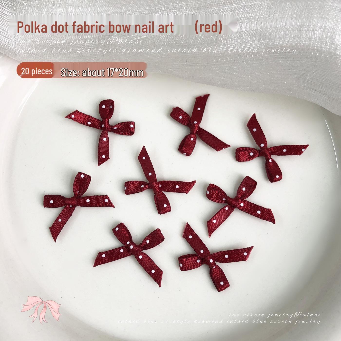 Polka Dot Fabric Bow Nail Art Accessories - DIY Handmade Wearable Nail Decoration