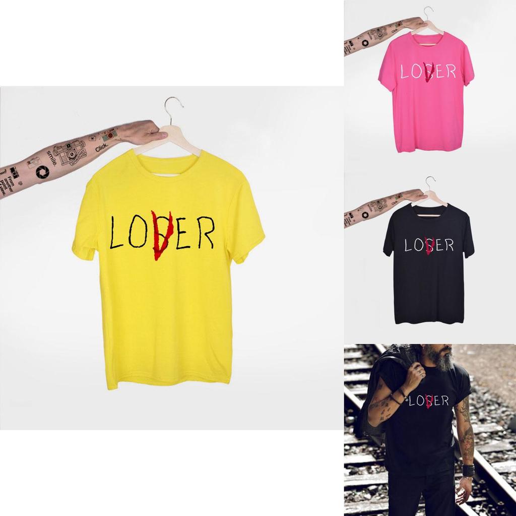 Stylish Unisex Fun Lover Loser Lettering Printed Short Sleeve Top T-shirt For Everyday Wear