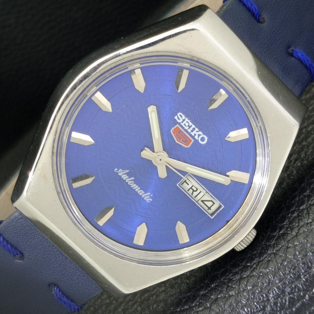 JAPAN 6309A VINTAGE SEIKO 5 AUTOMATIC MENS BLUE COLOR DIAL WATCH a701284-5 R206a-a701284