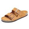 New Men's Summer Suede Double Buckle Cork Slippers Cool Breathable Anti-slip Outdoor Trendy Beach Garden Shoes