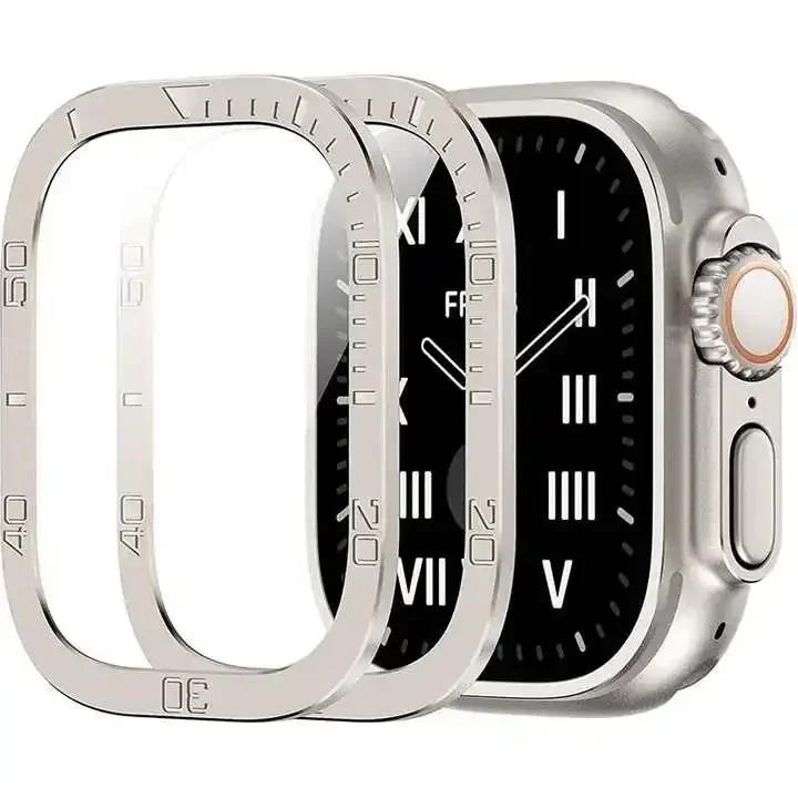 Screen Protector For Apple Watch Ultra 49mm Case Accessories Metal Cover Frame+Tempered Glass For iWatch Ultra 2 49mm Bezel Ring