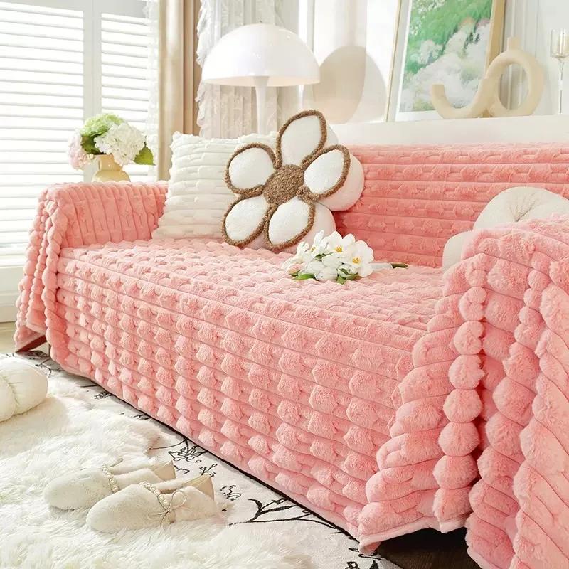 Thicken Plush Sofa Cover Winter Warm Sofa Mat Cushion for Living Room Non-slip L-shape Universal Couch Slipcover Home Decor