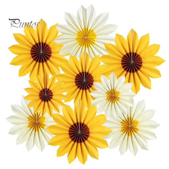 

9 шт. Подсолнухи бумажные веера цветок подвесной потолочный знак весенние украшения для вечеринок для празднования рождения ребенка дни рождения свадьбы A