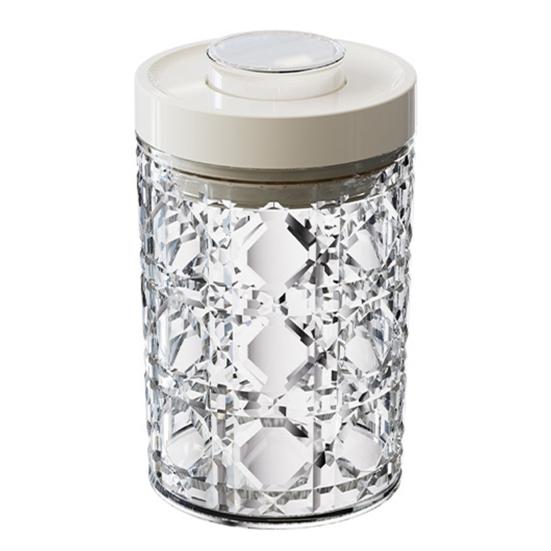 Vintage Airtight Storage Jar Clear Plastic Food Container with Pop Lid Stackable One Button Opening Kitchen Storage Organizer for Cereal Rice Flour