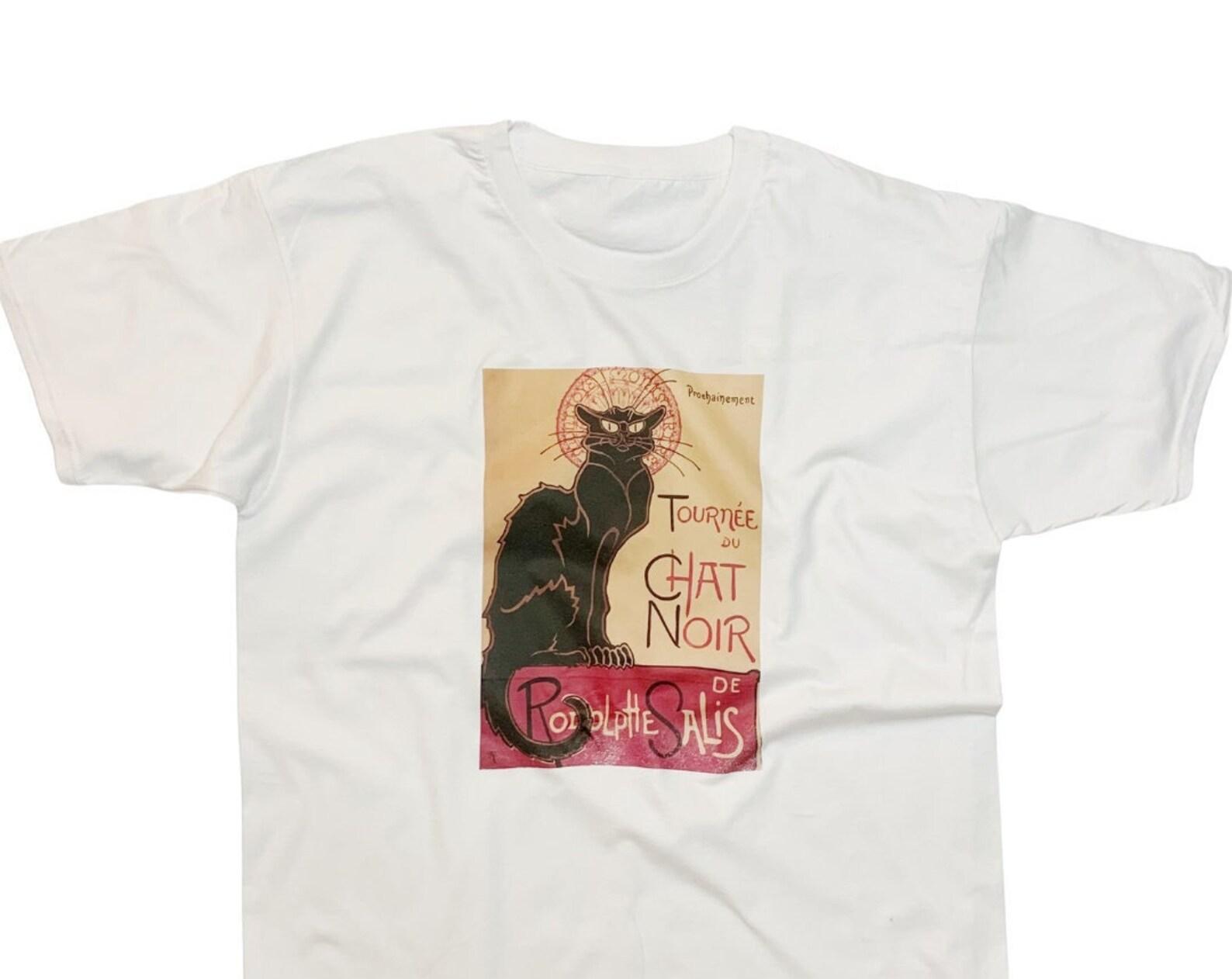 Tournée du Chat Noir Vintage Gothic Art Print T-Shirt in White or Black M