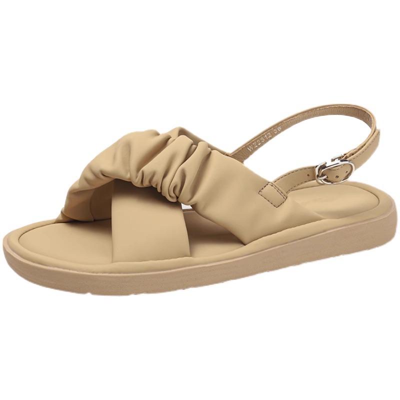 Platform sandals female summer fairy wind 2025 new versatile fashion flat Roman shoes fashion beach shoes breathable