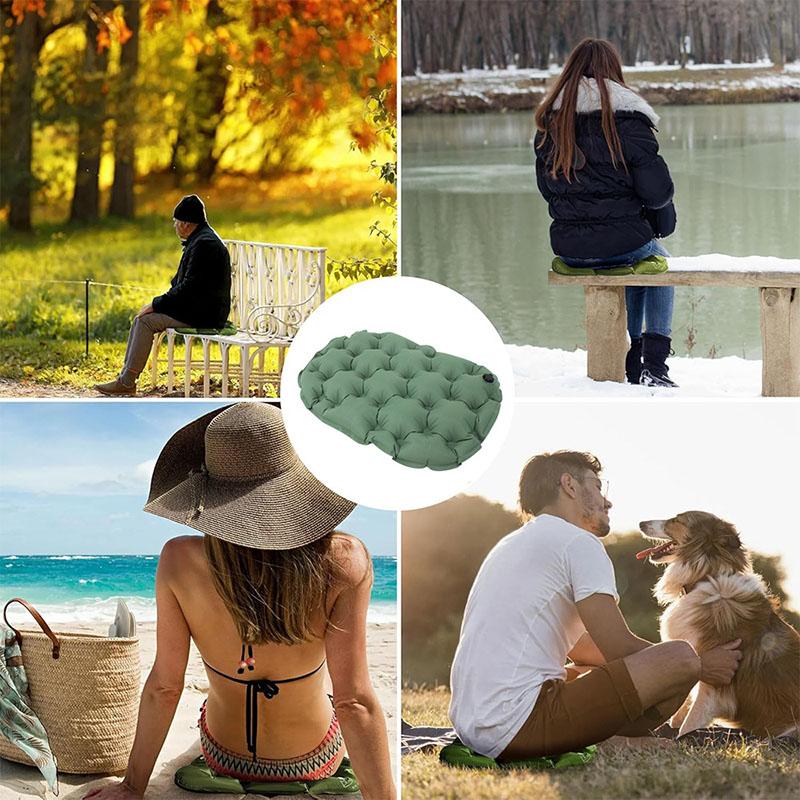 Inflatable Seat Cushion Polyester Comfortable Portable Air Seat Pad Pressure Relief Cushion For Camping Office Chair Car Travel