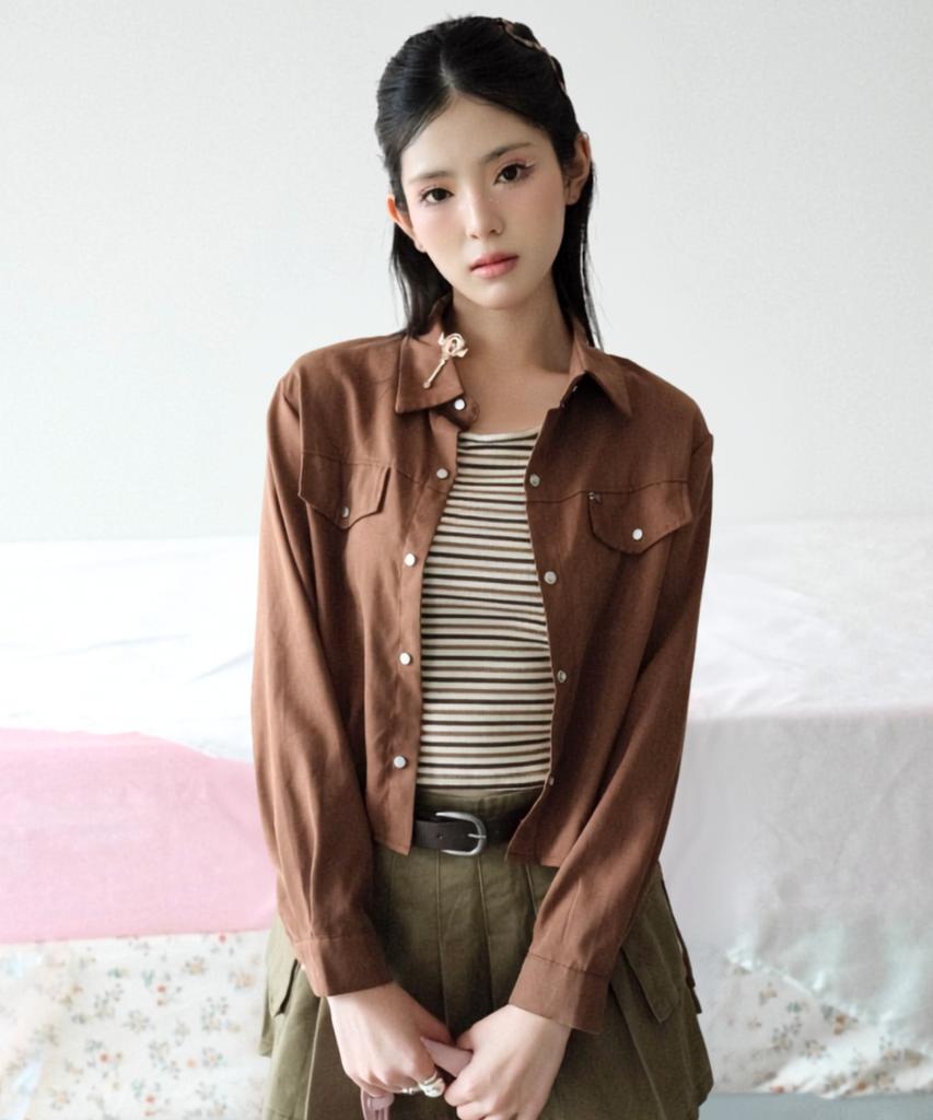 KOOLKITTEN Striped Knit Tank & Snap Shirt Set 3Colors