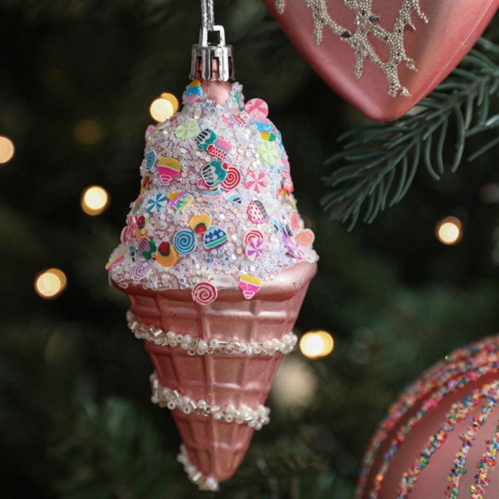 Pink Xmas Tree Hanging Ornaments Pinecone Merry Christmas Decor Party Favors
