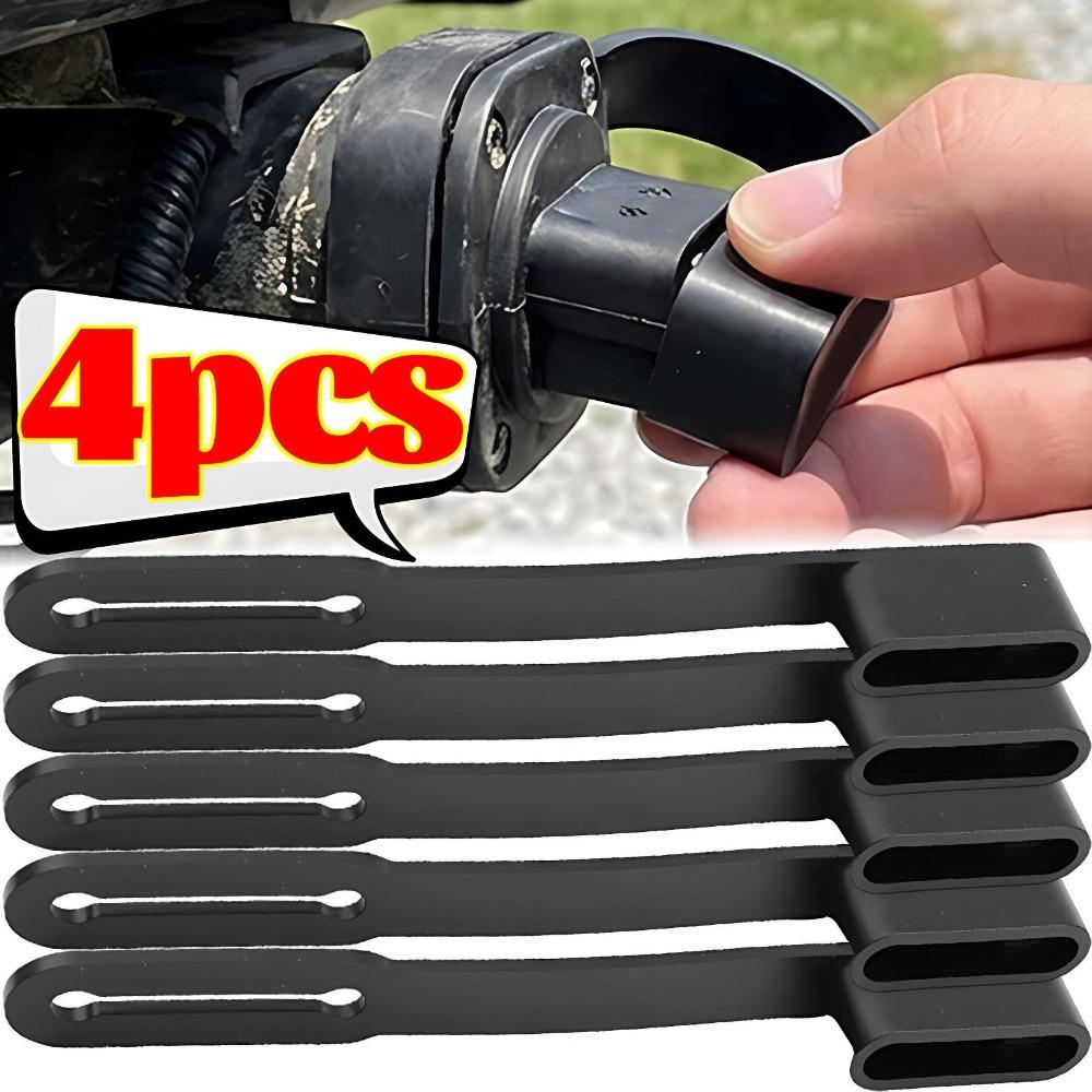 Universal 4 Way Flat Trailer Plug Cover Dust Cap Rubber Connector Boot with Safety Loop for RV Boat Truck Hitch Wiring Harness