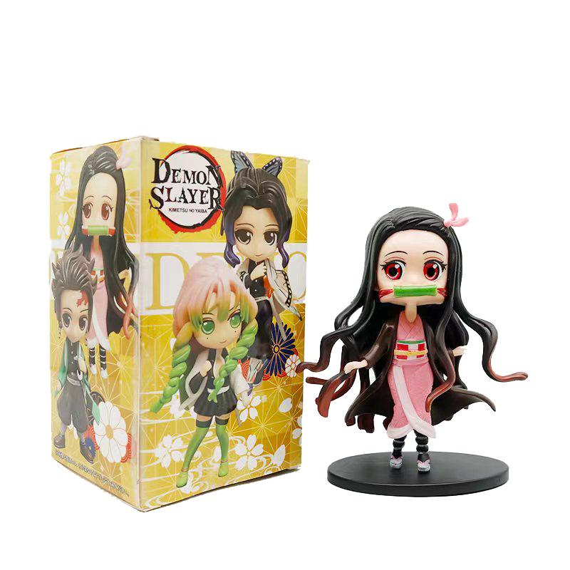 8pcs Anime Demon Slayer blind box Tanjiro Kamado Nezuko cartoon figure PVC model ornament child Christmas Halloween gift