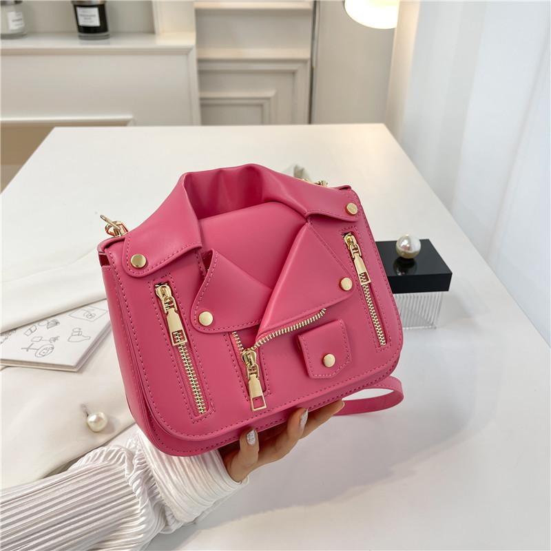 Personalized Rivet Leather Jacket Bag 2025 New Korean Version Fashion Candy Color Foreign Style Women's Shoulder Small Square Bag Pu