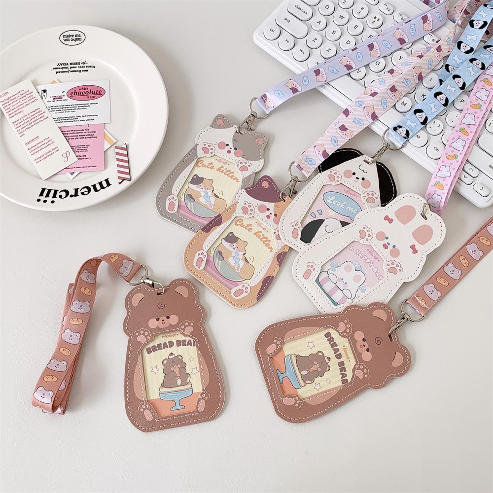 Cat-Shaped Transparent Card Holder with Lanyard for Students