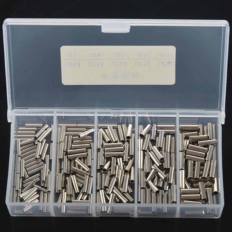 250Pcs/Set Single Barrel Crimping Sleeve Fishing Line Wire Leader Copper Tube Connector Fishing Accessories Line Tube