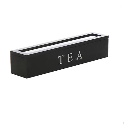 Wooden Tea Bag Holder Organizer Divided Storage Container Multipurpose Sturdy Practical with Clear