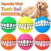 1PC Squeaky Vinyl Teeth Ball Dog Toy Funny Interactive Chew Toy For Dogs Teeth Cleaning Boredom Relief Pet Toy