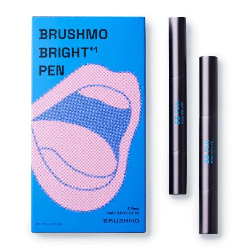 Brushmo Bright Pen, a BB Pen for Teeth Whitening, Provides Even Application. Includes Two Brush-type Whitening Pens.