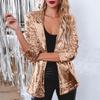 Mini Blazer New Commute Style Open-Collar Long Sleeve Sequined Casual Blazer Jacket for Women