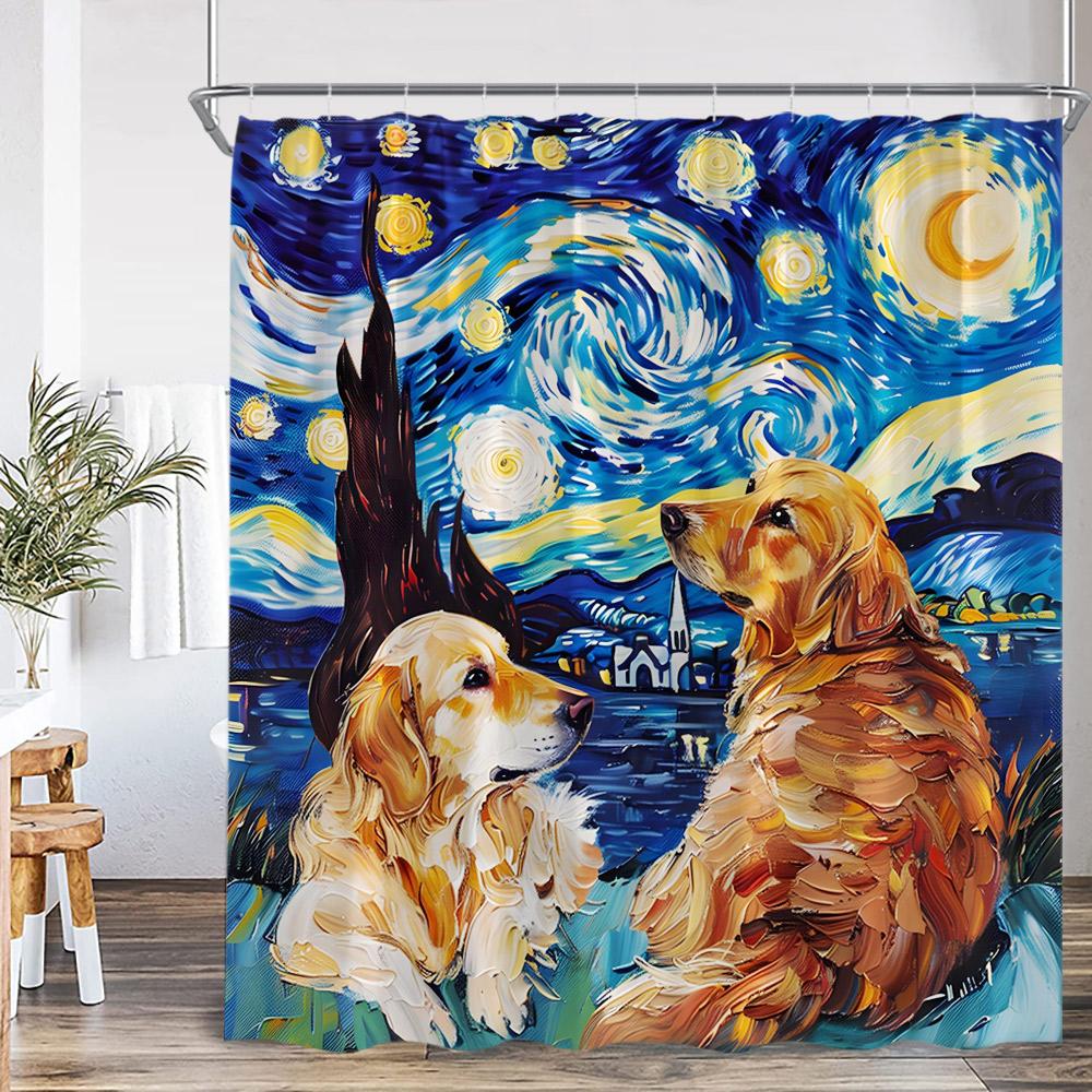 

Funny Animals Shower Curtain Bathing Animal Chimpanzee Deer Elk Cat Dog Leopard Bear Bathtub Decor Modern Polyester Bath Curtain 90x180cm-35x70in