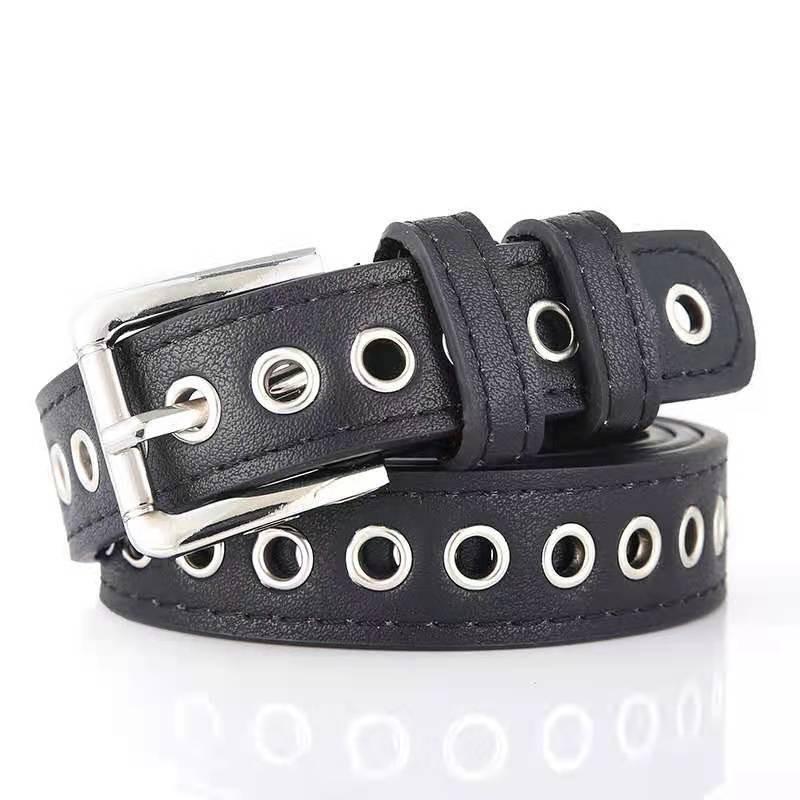 Trendy White Pu Belt For Denim Versatile Simple Style Buckle For Casual Wear
